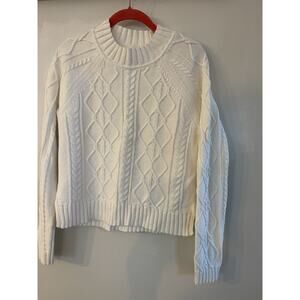 NEW GAP women’s Cable‎ Knit Sweater Ivory White, Size XS Slightly Cropped